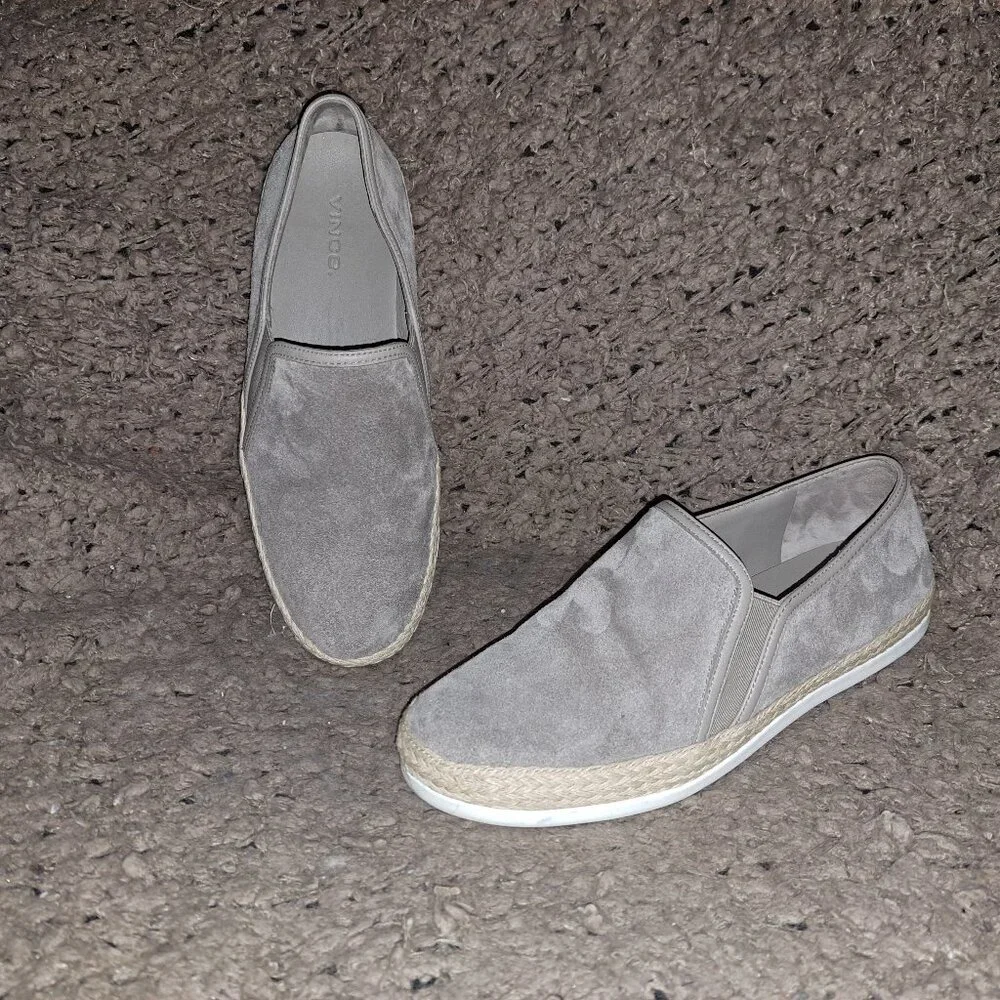 VINCE Acker Taupe Suede Leather Espadrille Flats-Sz 36/6-Excellent